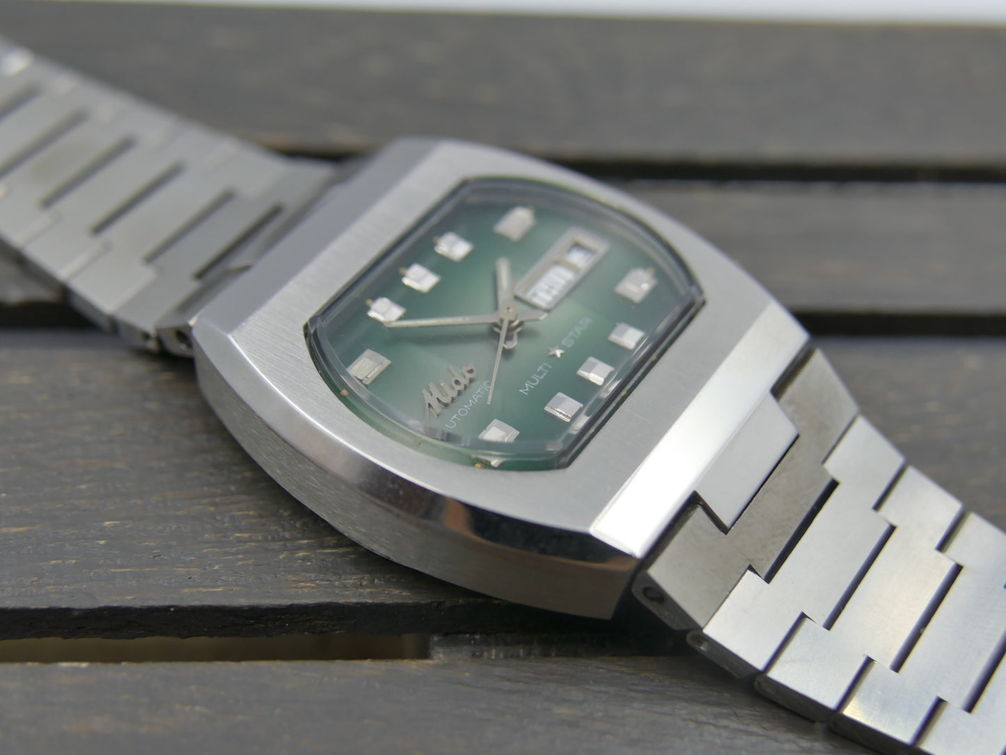 70s vintage watch Mido multi star ref 1869 automatic eta 2789 green NOS