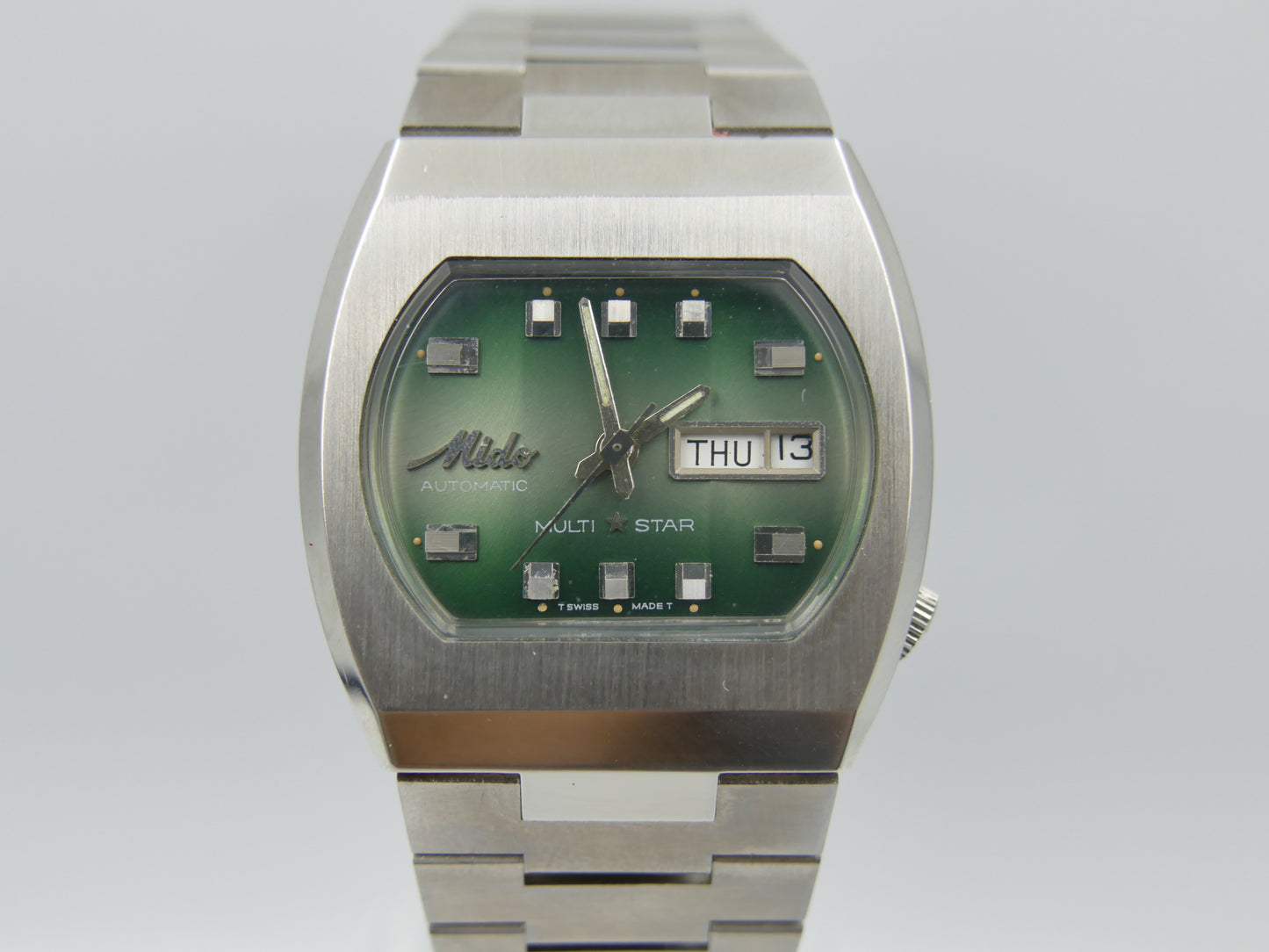 70s vintage watch Mido multi star ref 1869 automatic eta 2789 green NOS