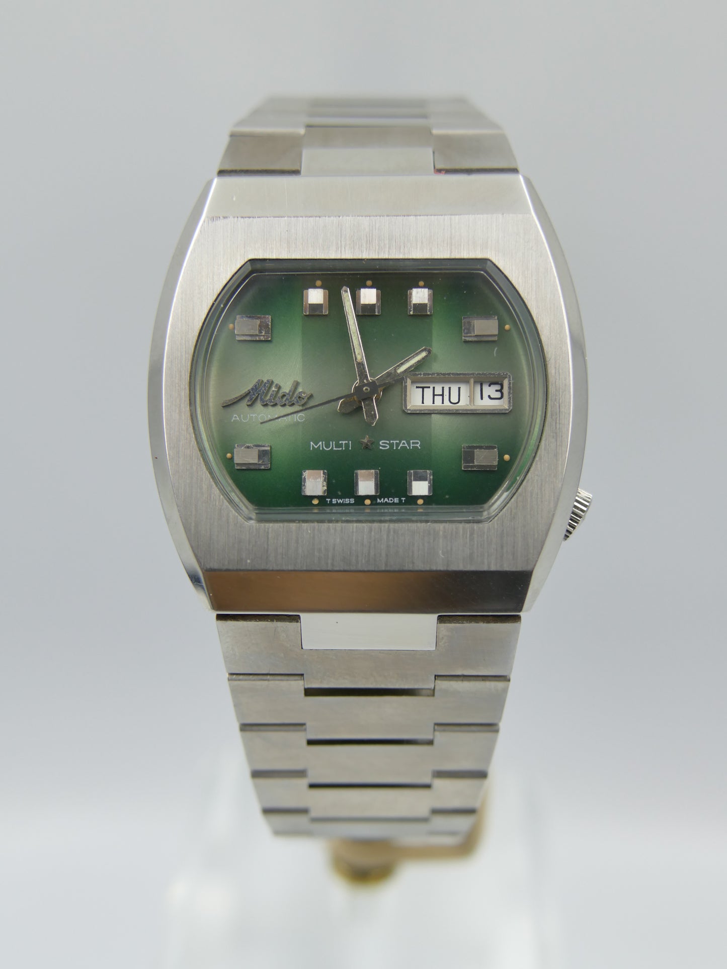 70s vintage watch Mido multi star ref 1869 automatic eta 2789 green NOS