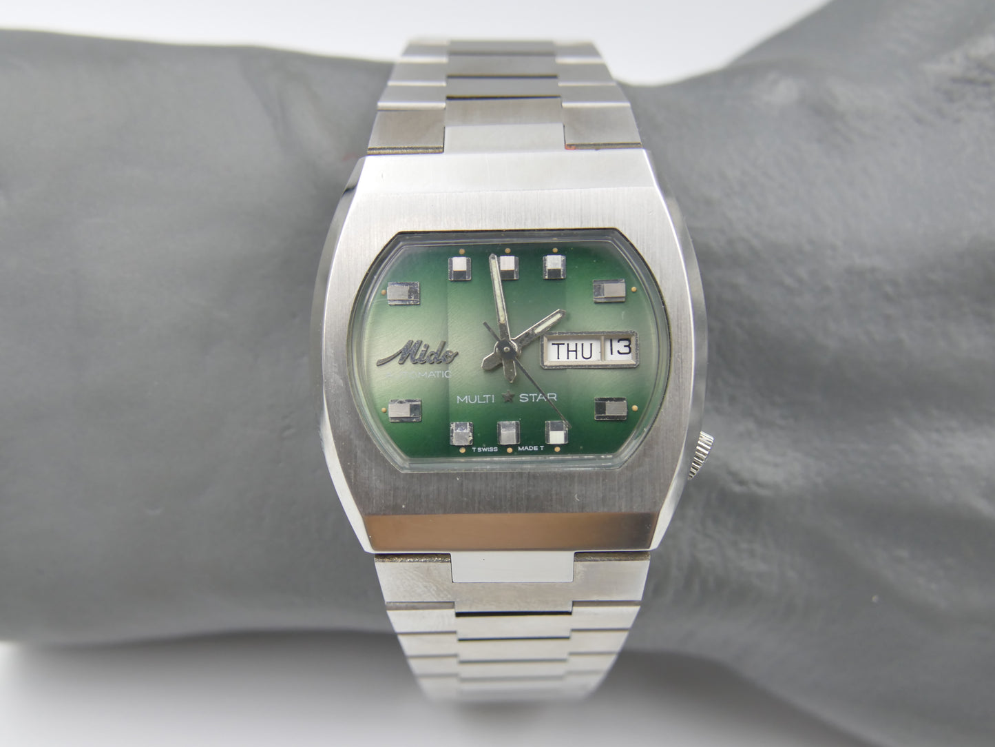 70s vintage watch Mido multi star ref 1869 automatic eta 2789 green NOS