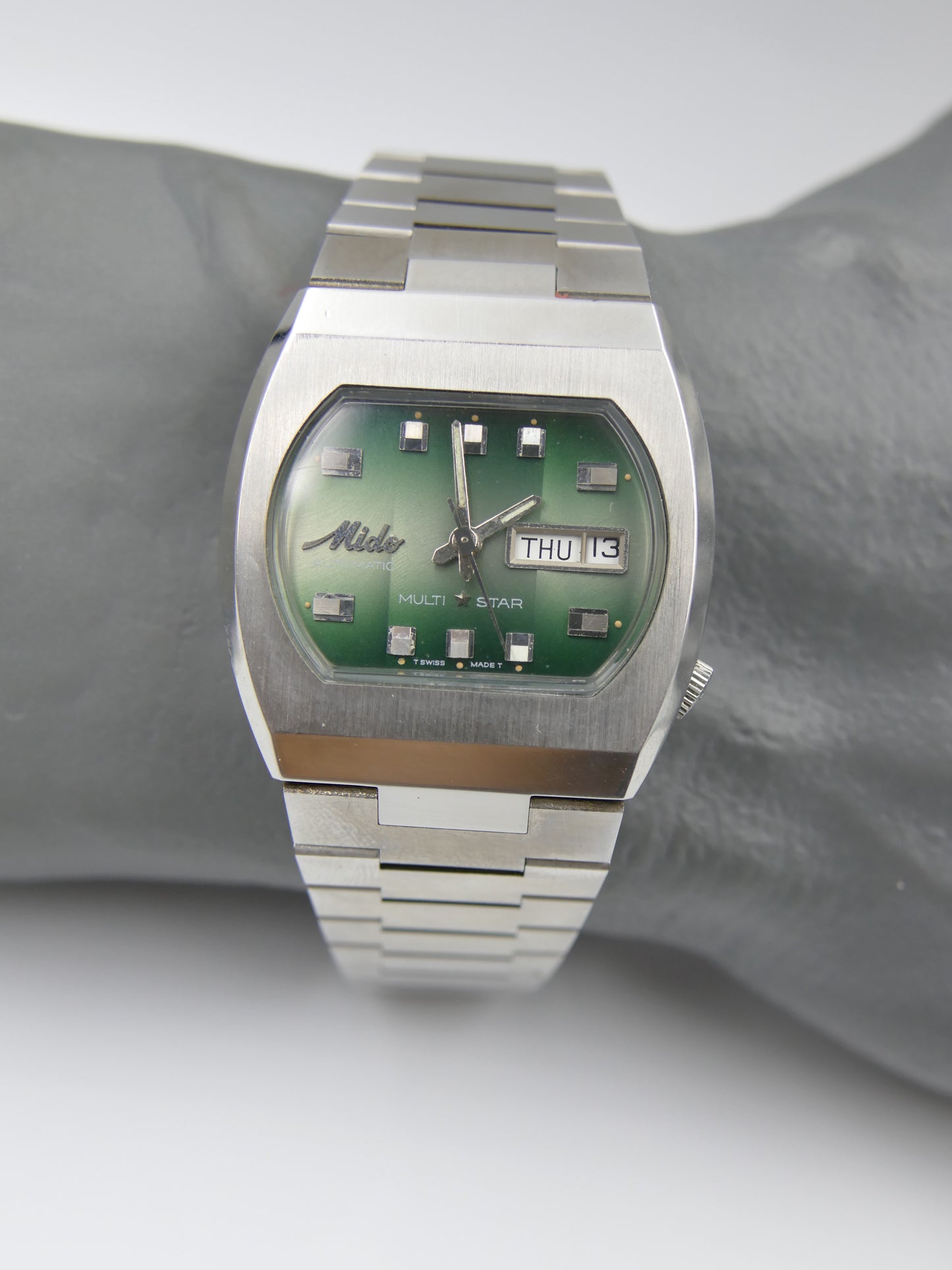 70s vintage watch Mido multi star ref 1869 automatic eta 2789 green NOS