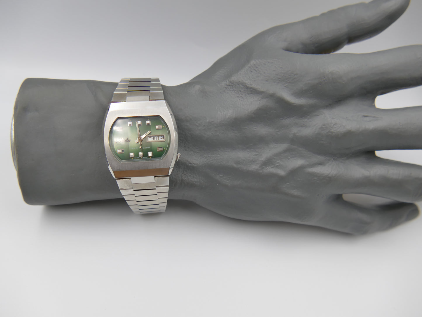 70s vintage watch Mido multi star ref 1869 automatic eta 2789 green NOS