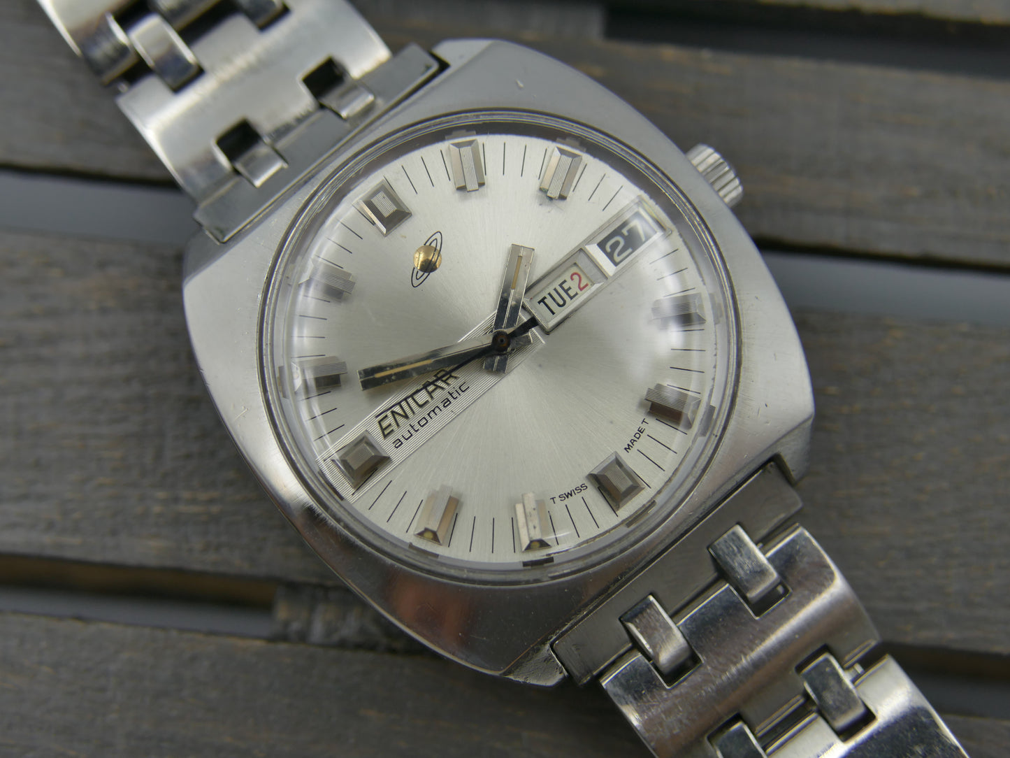 70s vintage watch mens Enicar ref. 167-01-18 automatic cal. AR 167 steel