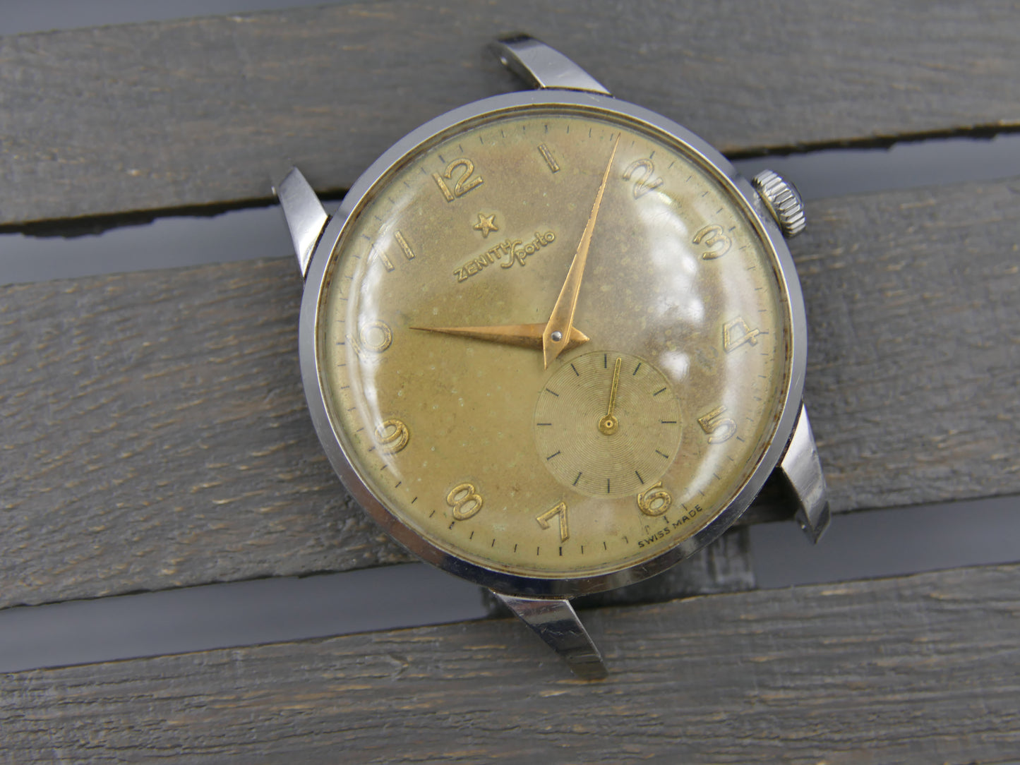 50s vintage watch mens Zenith Sporto manual wind 126-6 jumbo 37mm