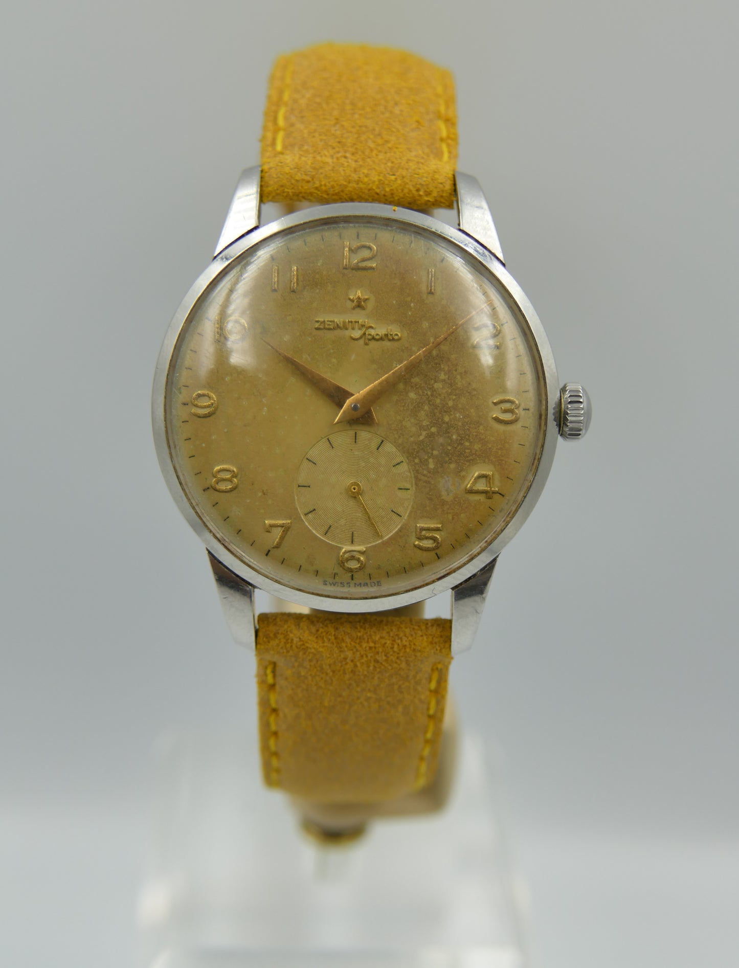 50s vintage watch mens Zenith Sporto manual wind 126-6 jumbo 37mm