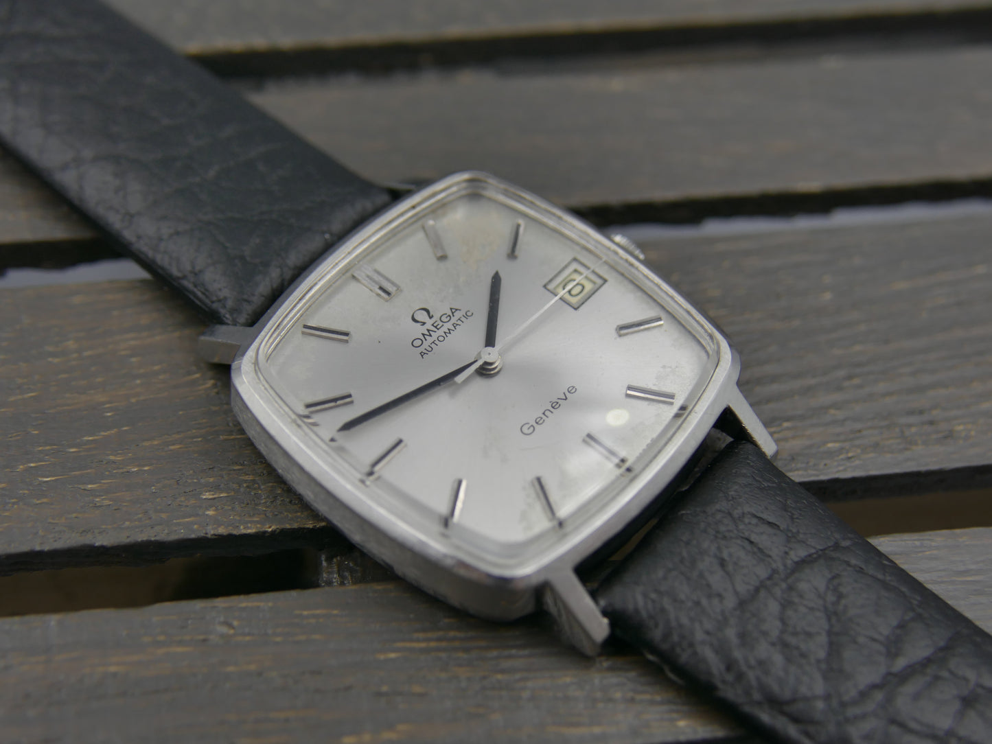 70s vintage watch mens square Omega Geneve ref. 162.0060 automatic cal 1012 serviced