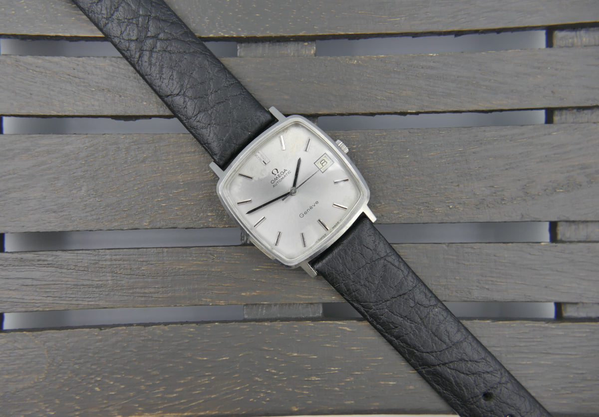 70s vintage watch mens square Omega Geneve ref. 162.0060 automatic cal 1012 serviced