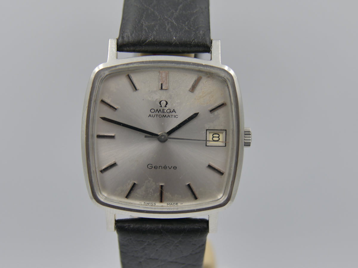 70s vintage watch mens square Omega Geneve ref. 162.0060 automatic cal 1012 serviced