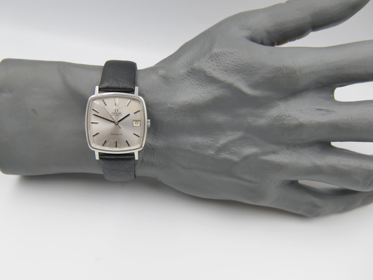 70s vintage watch mens square Omega Geneve ref. 162.0060 automatic cal 1012 serviced
