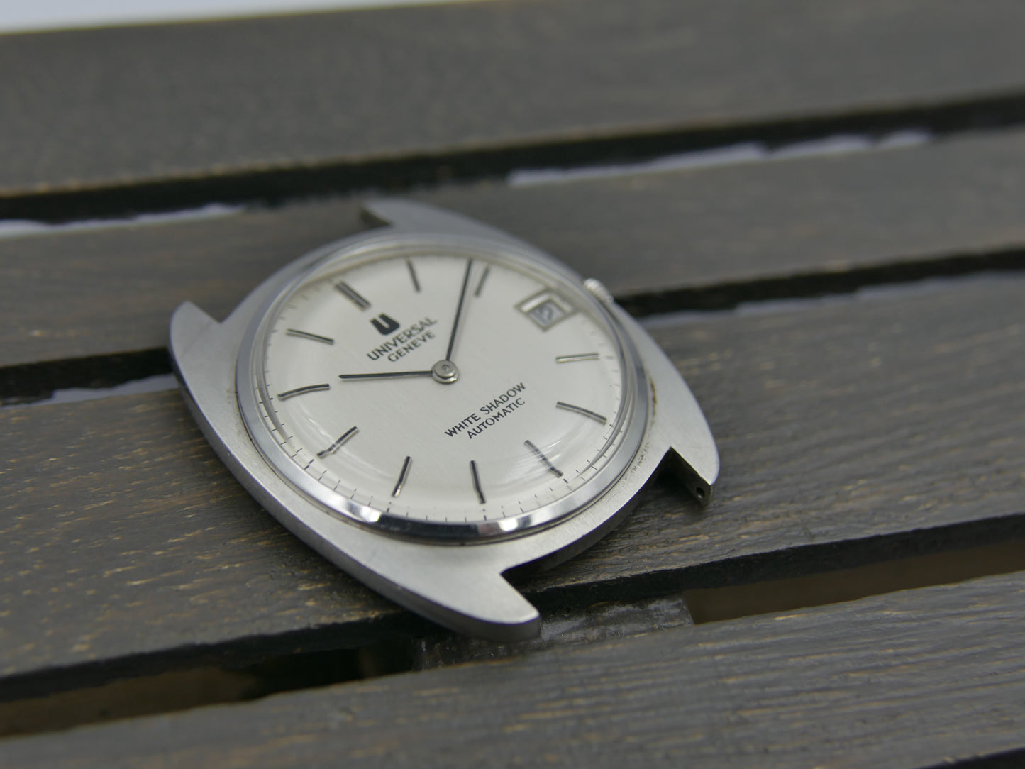 60s vintage watch mens Universal Geneve White Shadow Automatic microtor 1-67 Ref. 867103 ultra slim thin serviced
