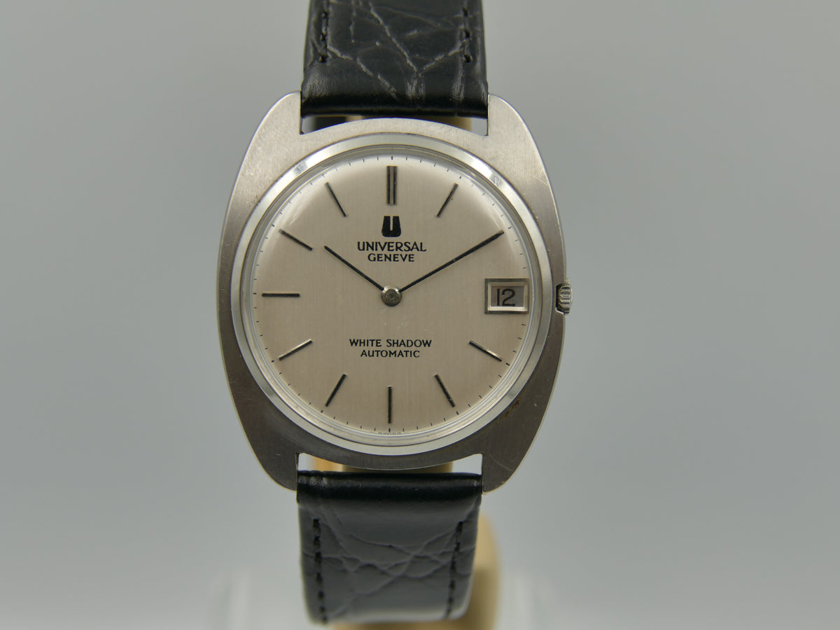 60s vintage watch mens Universal Geneve White Shadow Automatic microtor 1-67 Ref. 867103 ultra slim thin serviced