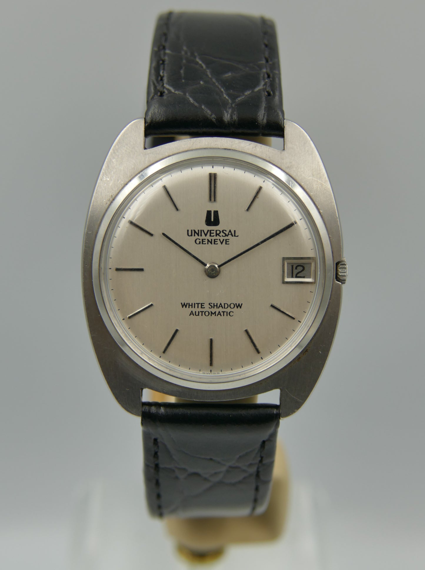 60s vintage watch mens Universal Geneve White Shadow Automatic microtor 1-67 Ref. 867103 ultra slim thin serviced