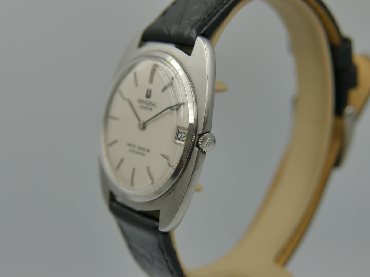 60s vintage watch mens Universal Geneve White Shadow Automatic microtor 1-67 Ref. 867103 ultra slim thin serviced