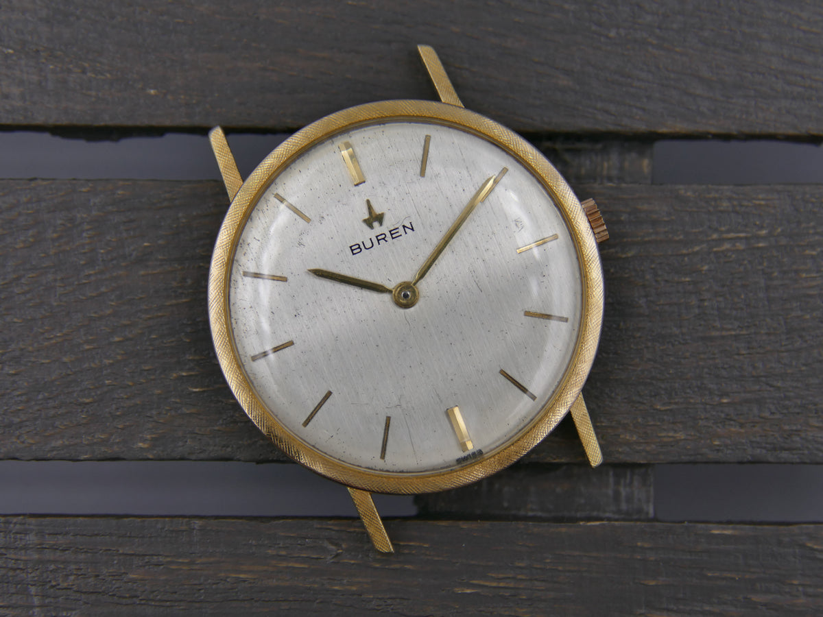 60s vintage watch mens Buren ref. 813803 hand wind cal 280 linen bezel serviced