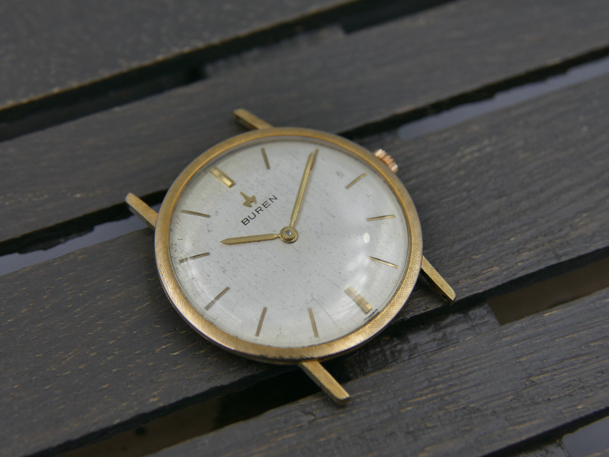 60s vintage watch mens Buren ref. 813803 hand wind cal 280 linen bezel serviced