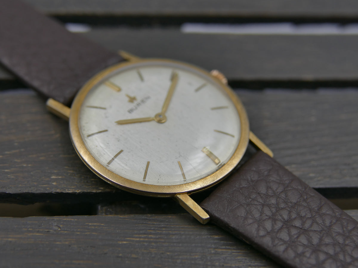 60s vintage watch mens Buren ref. 813803 hand wind cal 280 linen bezel serviced