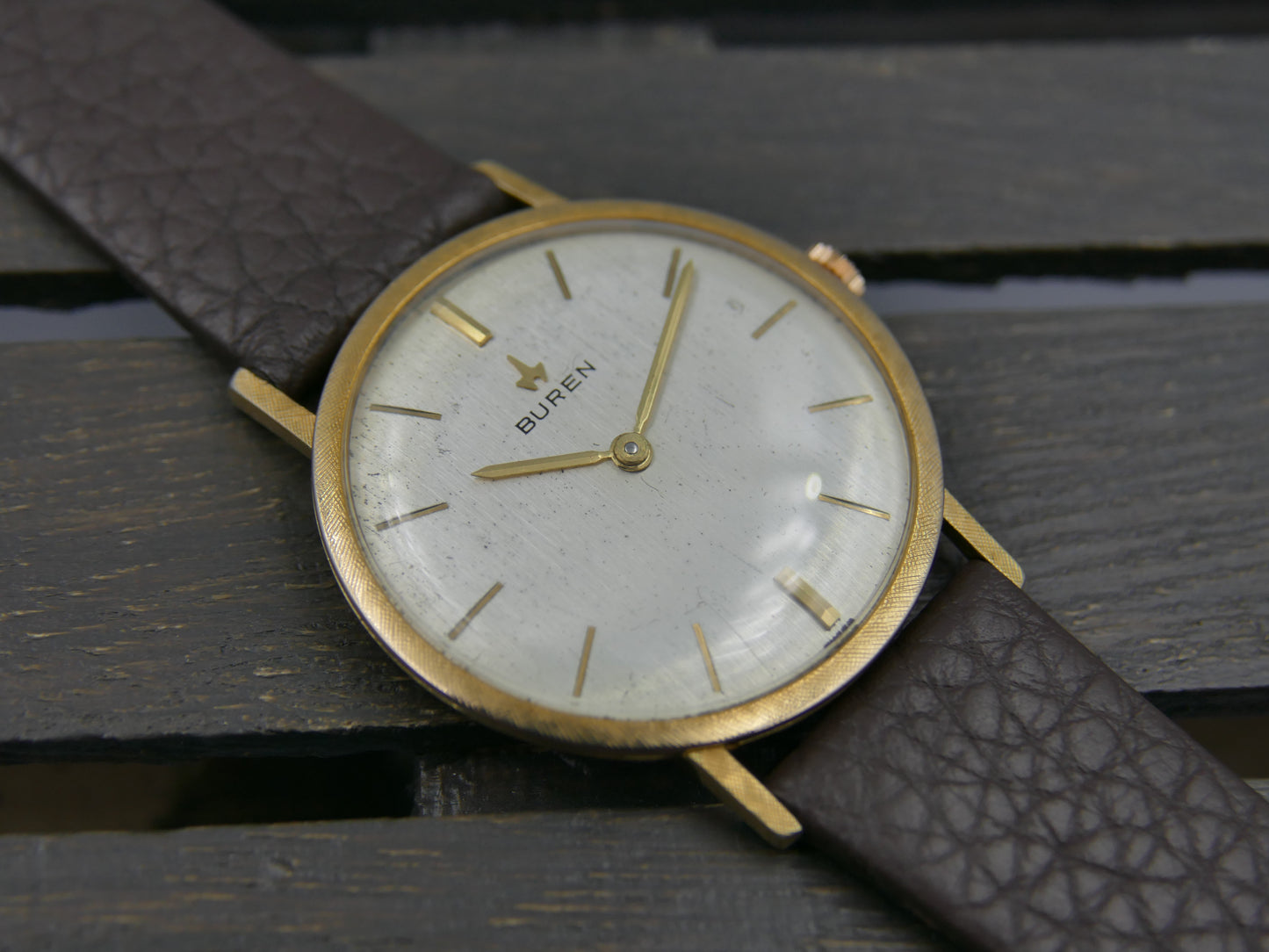 60s vintage watch mens Buren ref. 813803 hand wind cal 280 linen bezel serviced