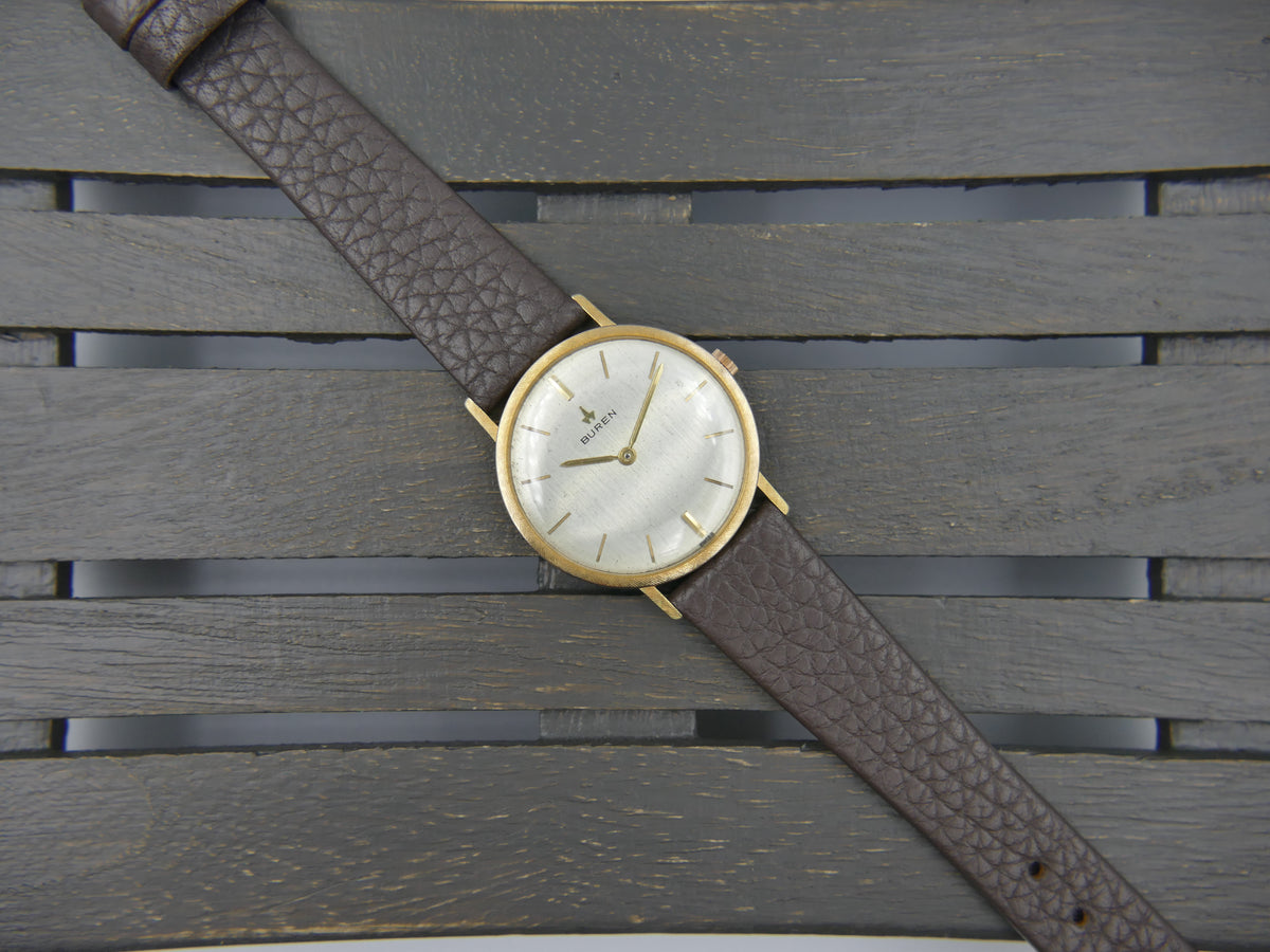 60s vintage watch mens Buren ref. 813803 hand wind cal 280 linen bezel serviced