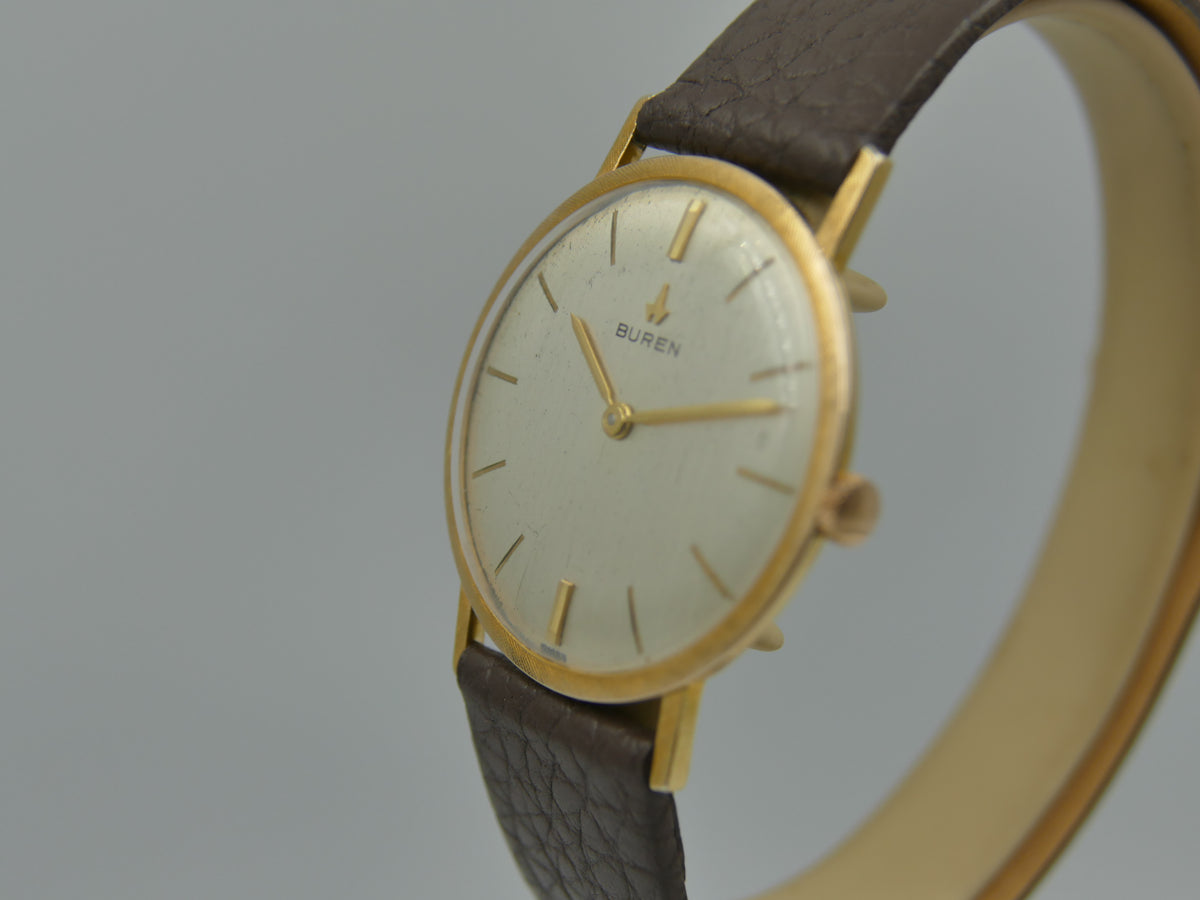 60s vintage watch mens Buren ref. 813803 hand wind cal 280 linen bezel serviced