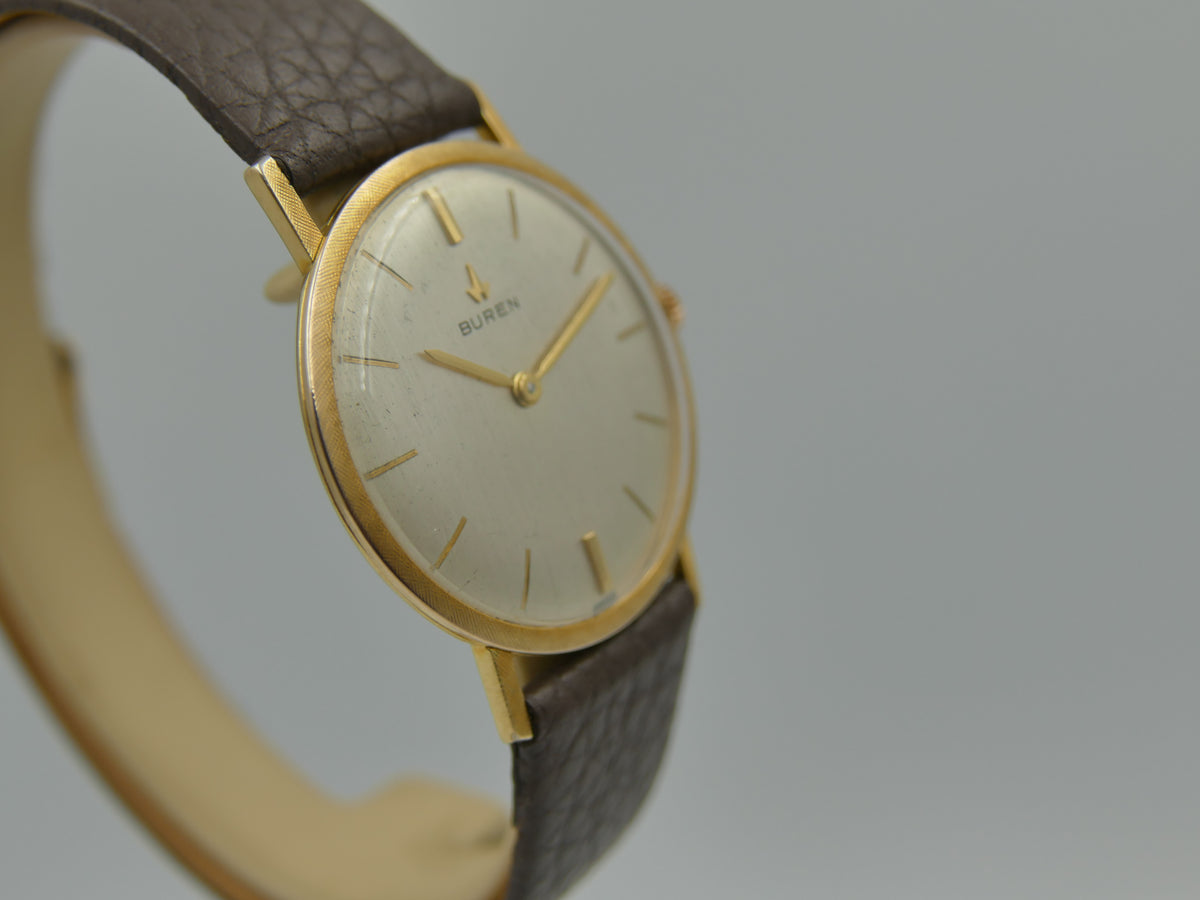 60s vintage watch mens Buren ref. 813803 hand wind cal 280 linen bezel serviced