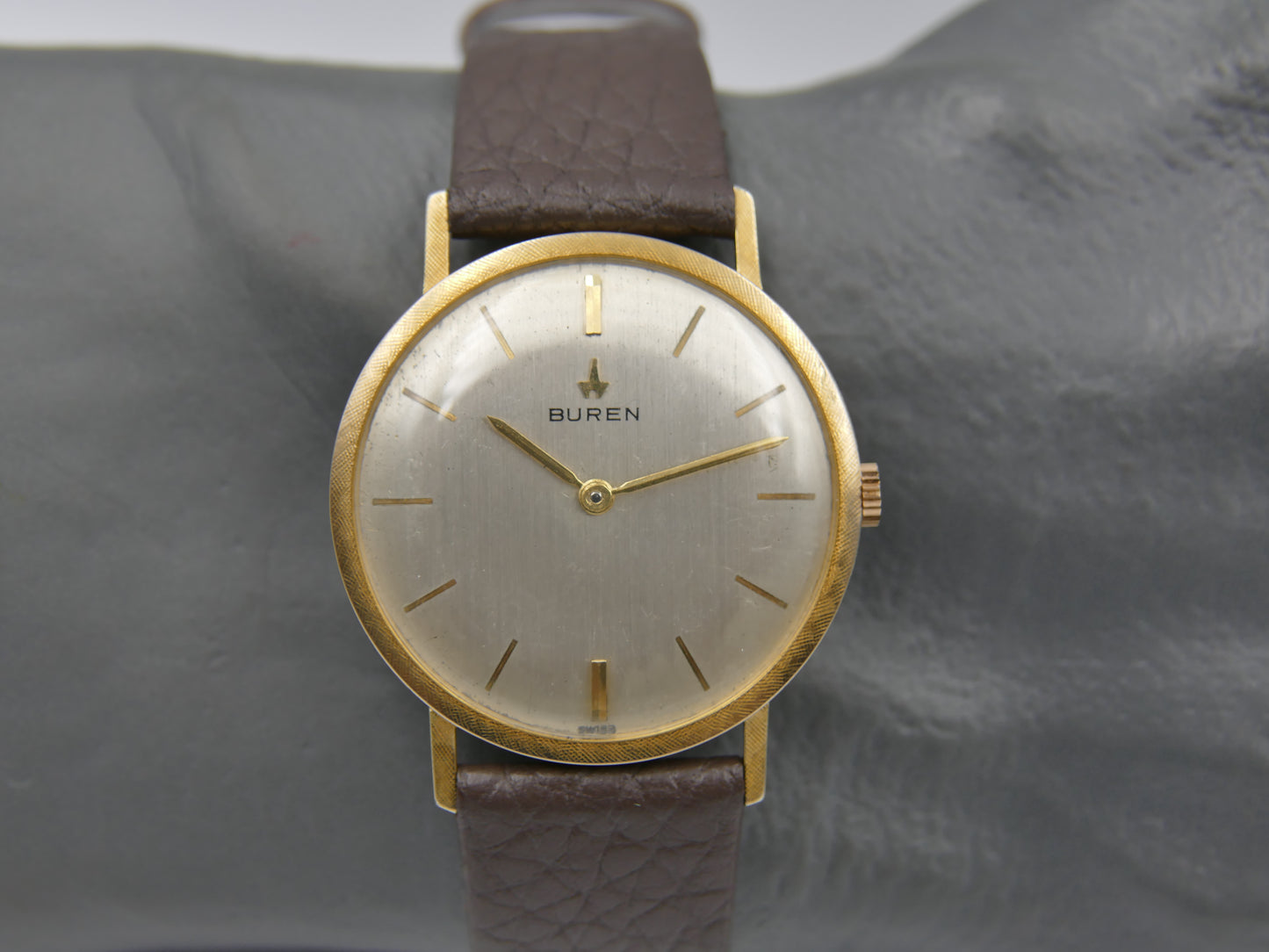 60s vintage watch mens Buren ref. 813803 hand wind cal 280 linen bezel serviced