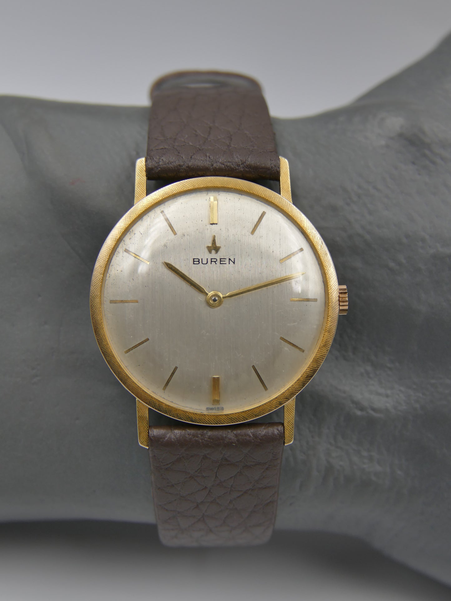 60s vintage watch mens Buren ref. 813803 hand wind cal 280 linen bezel serviced
