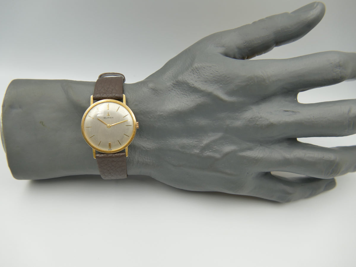 60s vintage watch mens Buren ref. 813803 hand wind cal 280 linen bezel serviced