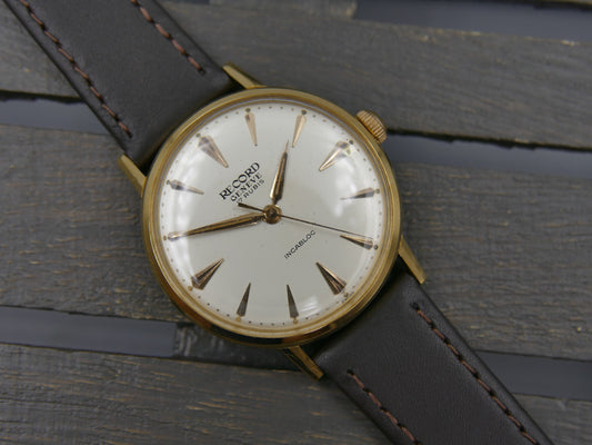 60s vintage watch mens Record Geneve hand wind cal 630 serviced