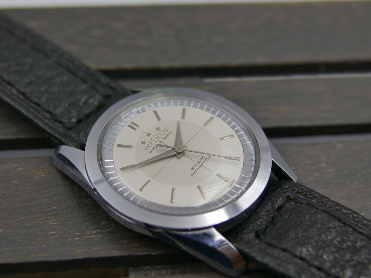 60s vintage watch mens NOS Imperios 21j Automatic AS 1580 with warranty paper