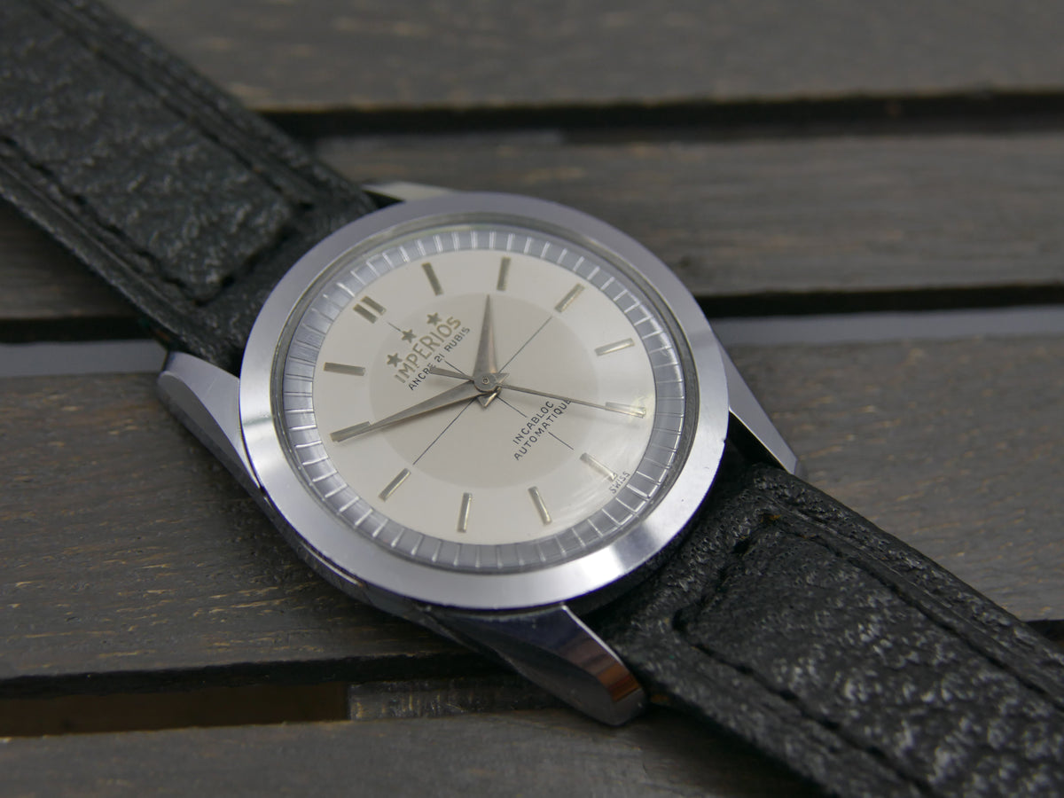 60s vintage watch mens NOS Imperios 21j Automatic AS 1580 with warranty paper