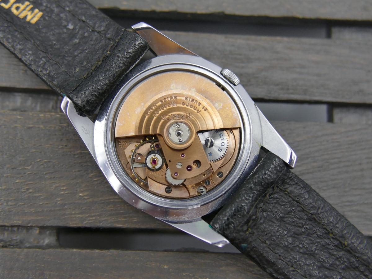 60s vintage watch mens NOS Imperios 21j Automatic AS 1580 with warranty paper