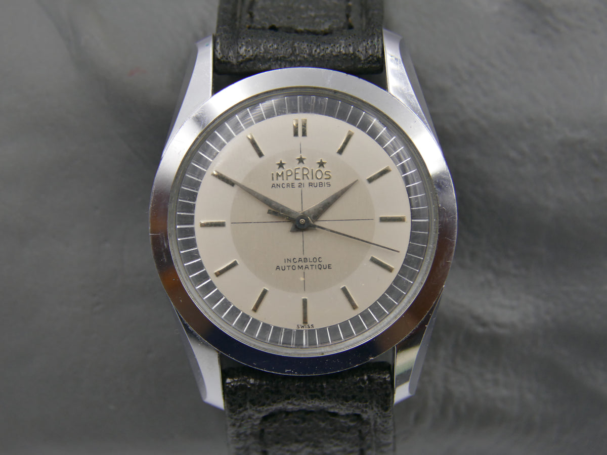 60s vintage watch mens NOS Imperios 21j Automatic AS 1580 with warranty paper