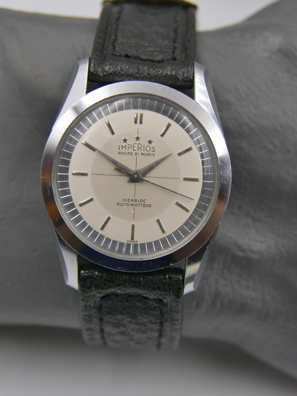 60s vintage watch mens NOS Imperios 21j Automatic AS 1580 with warranty paper