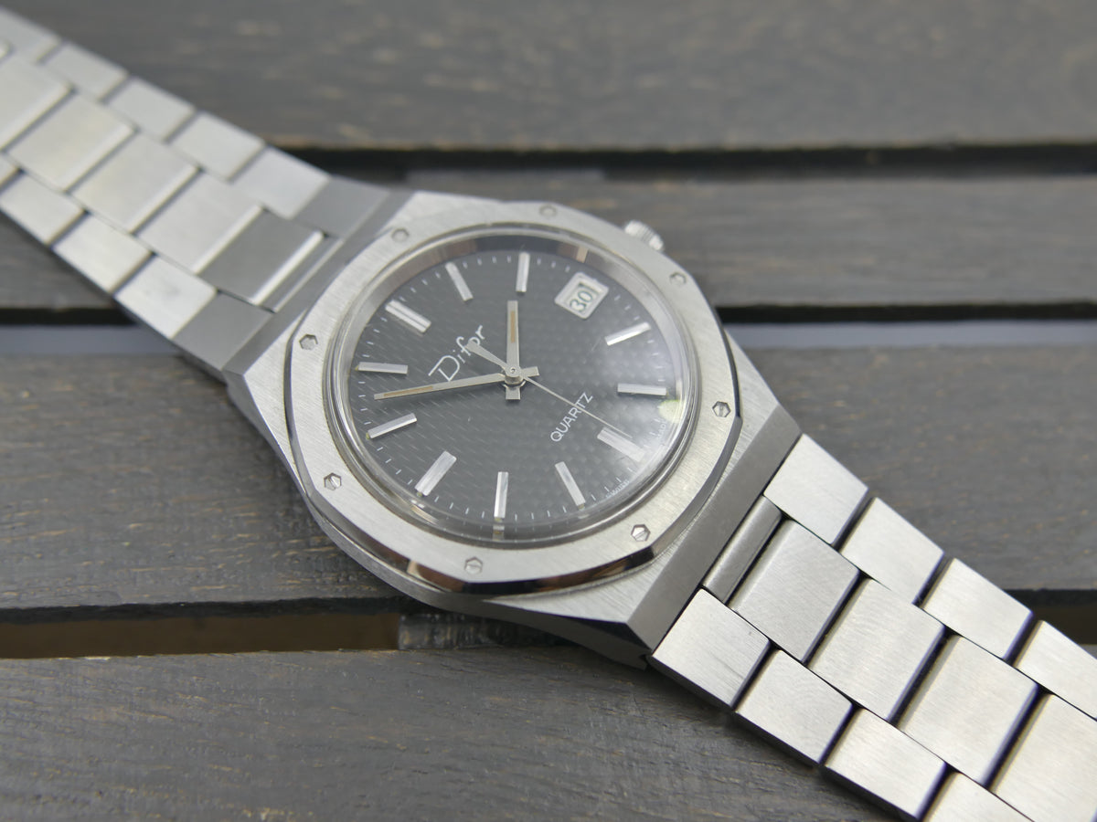 80s vintage watch mens NOS Difor "Royal Oak" Historic SSIH 5500 Quartz