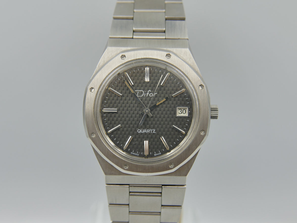 80s vintage watch mens NOS Difor "Royal Oak" Historic SSIH 5500 Quartz