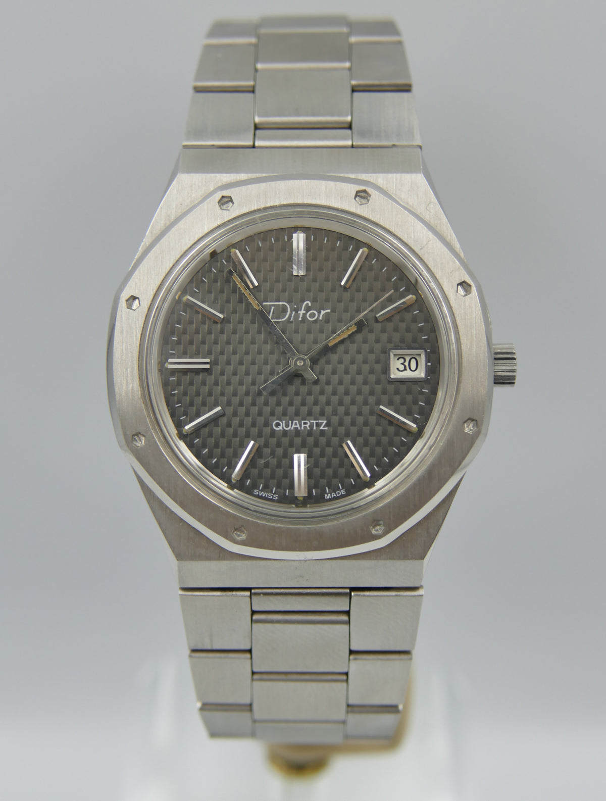 80s vintage watch mens NOS Difor "Royal Oak" Historic SSIH 5500 Quartz