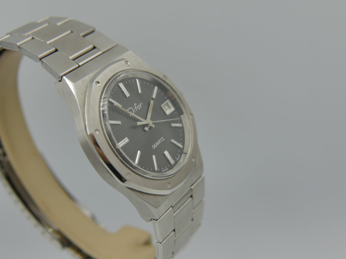 80s vintage watch mens NOS Difor "Royal Oak" Historic SSIH 5500 Quartz
