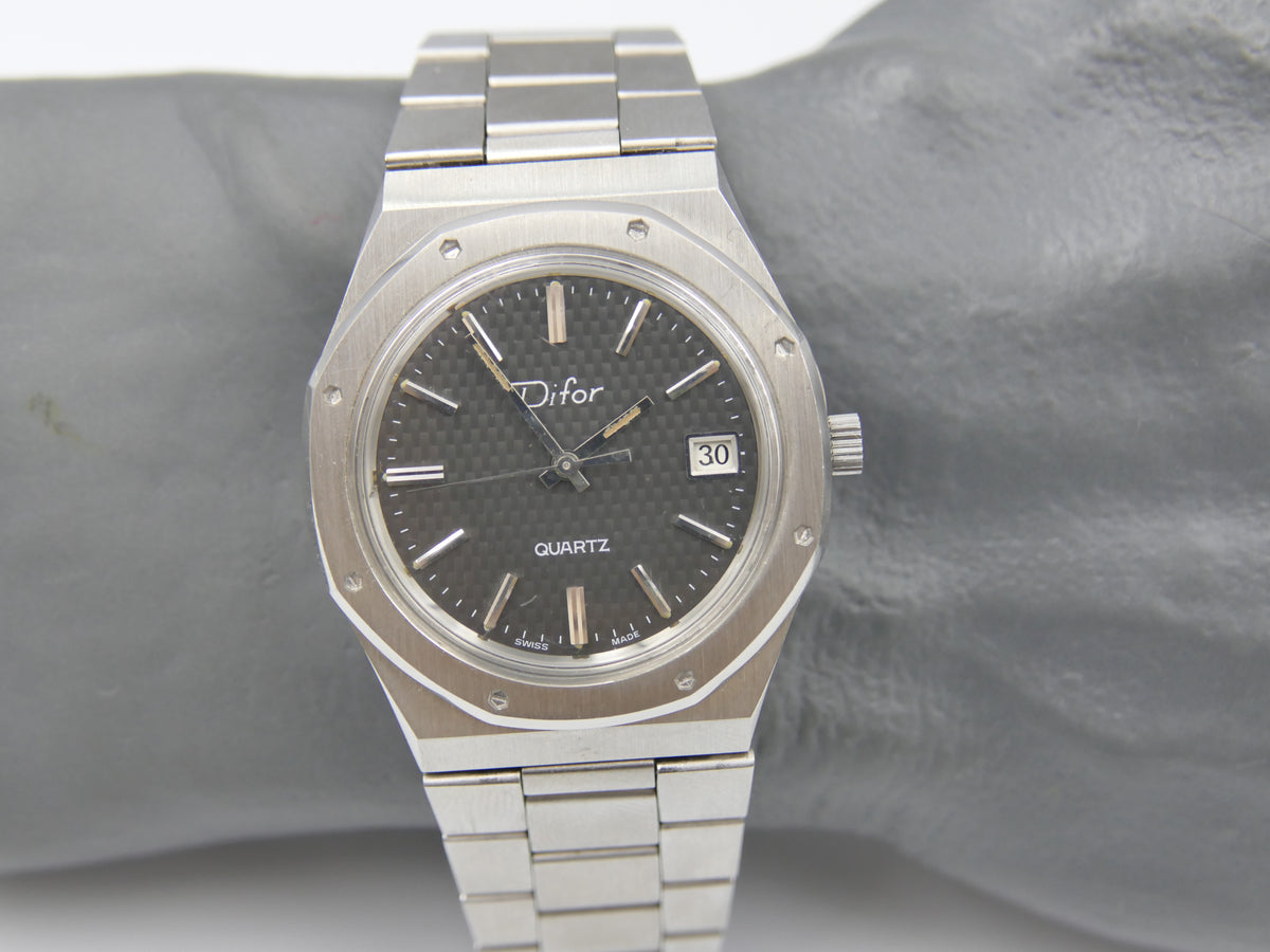 80s vintage watch mens NOS Difor "Royal Oak" Historic SSIH 5500 Quartz