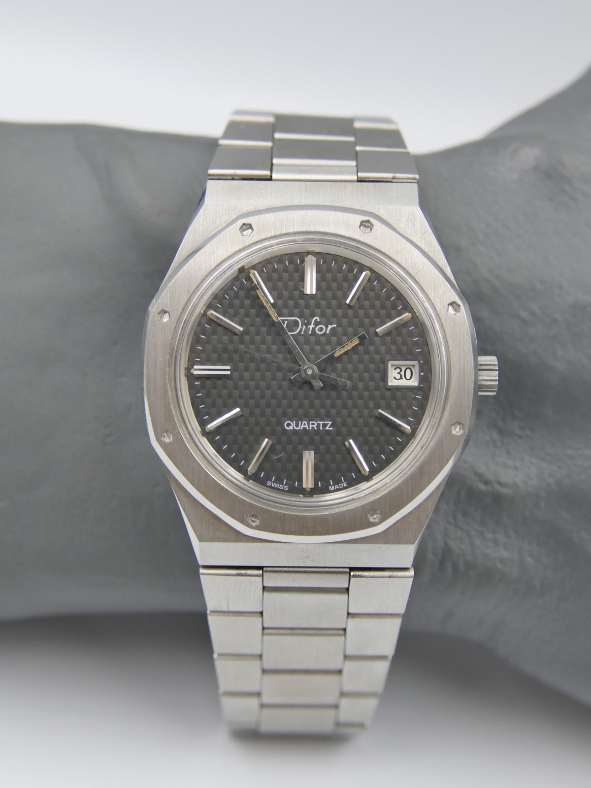 80s vintage watch mens NOS Difor "Royal Oak" Historic SSIH 5500 Quartz