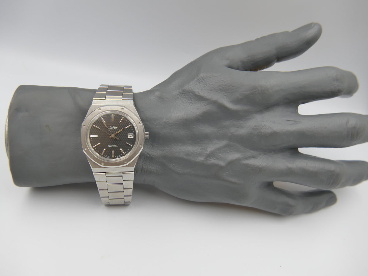 80s vintage watch mens NOS Difor "Royal Oak" Historic SSIH 5500 Quartz