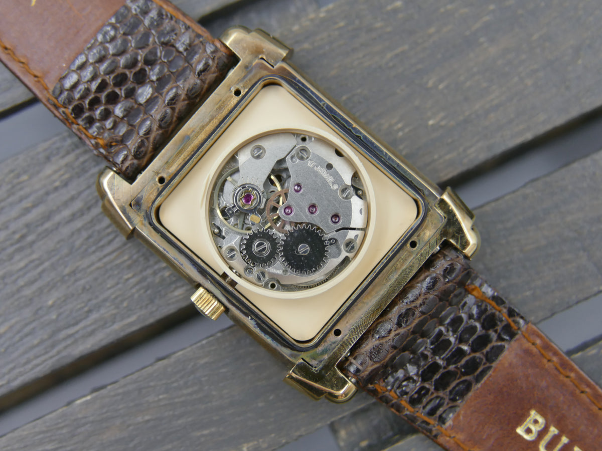 80s vintage watch mens Bulova TANK art deco Ref. 13091 hand wind ETA 2660