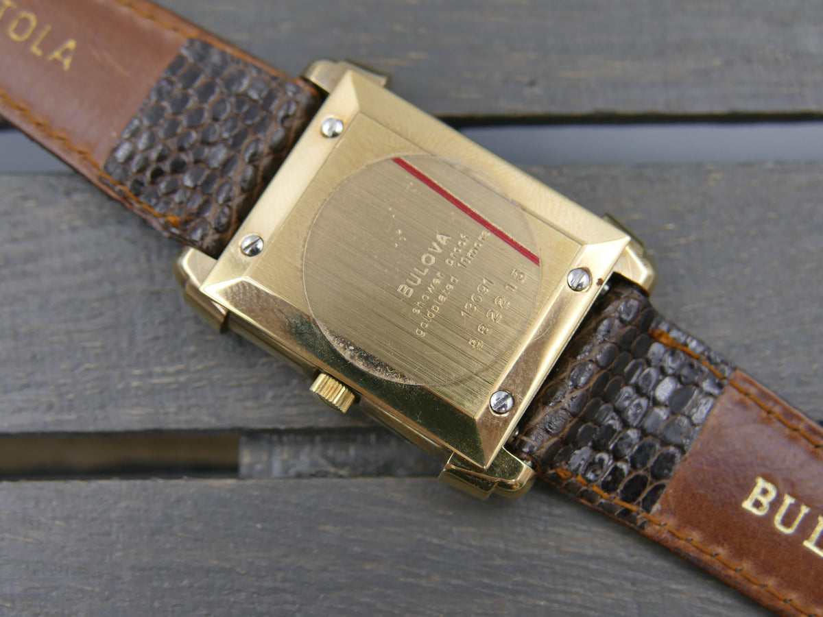 80s vintage watch mens Bulova TANK art deco Ref. 13091 hand wind ETA 2660