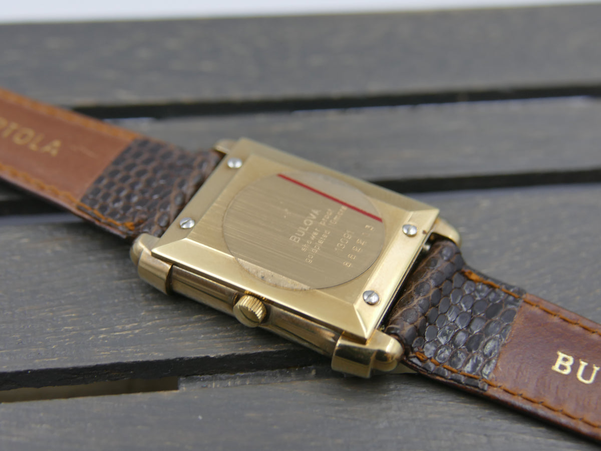80s vintage watch mens Bulova TANK art deco Ref. 13091 hand wind ETA 2660