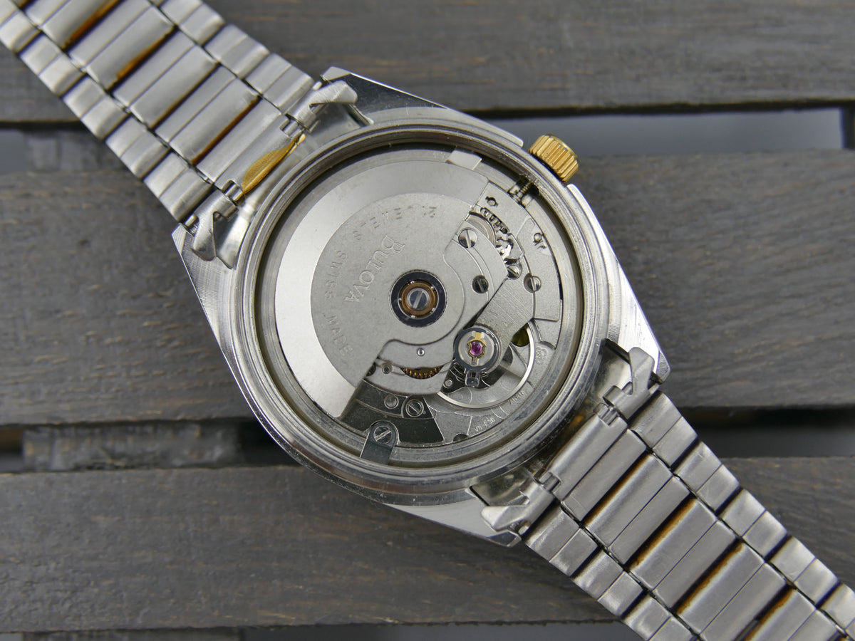 Montre vintage années 70 pour homme, Bulova 1D12M automatique NOS, calibre ETA 2846 21 rubis, bicolore avec BOÎTE