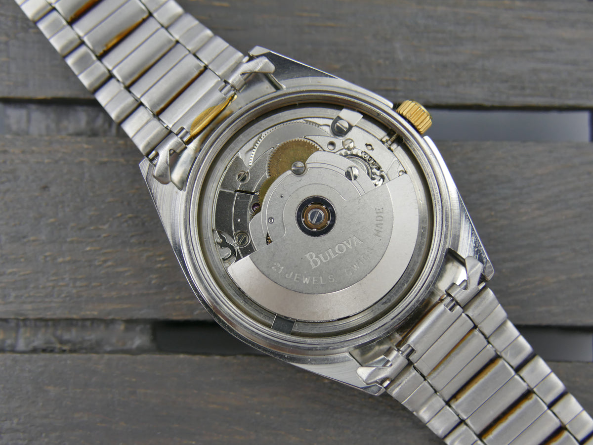 Montre vintage années 70 pour homme, Bulova 1D12M automatique NOS, calibre ETA 2846 21 rubis, bicolore avec BOÎTE