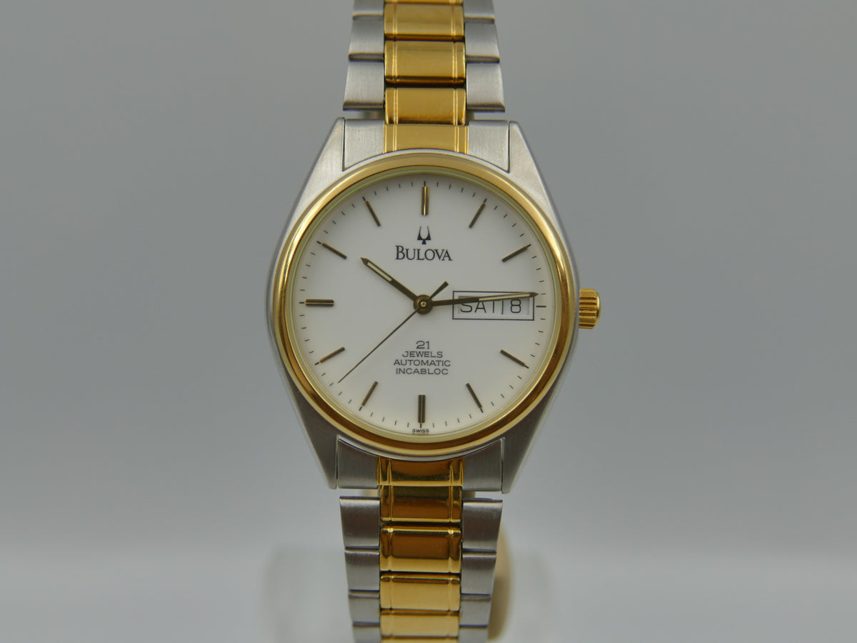 Montre vintage années 70 pour homme, Bulova 1D12M automatique NOS, calibre ETA 2846 21 rubis, bicolore avec BOÎTE