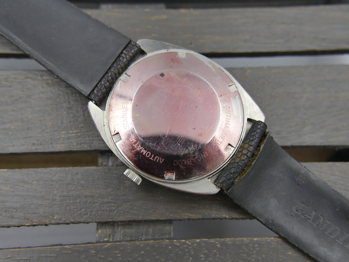 70s Vintage watch mens Candino Golden Anniversary Day-Date Automatic ETA 2638 ufo NOS
