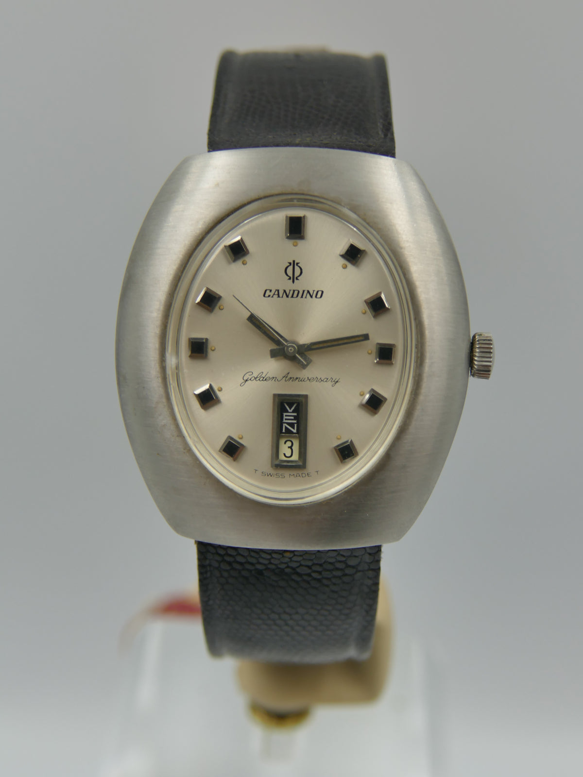 70s Vintage watch mens Candino Golden Anniversary Day-Date Automatic ETA 2638 ufo NOS