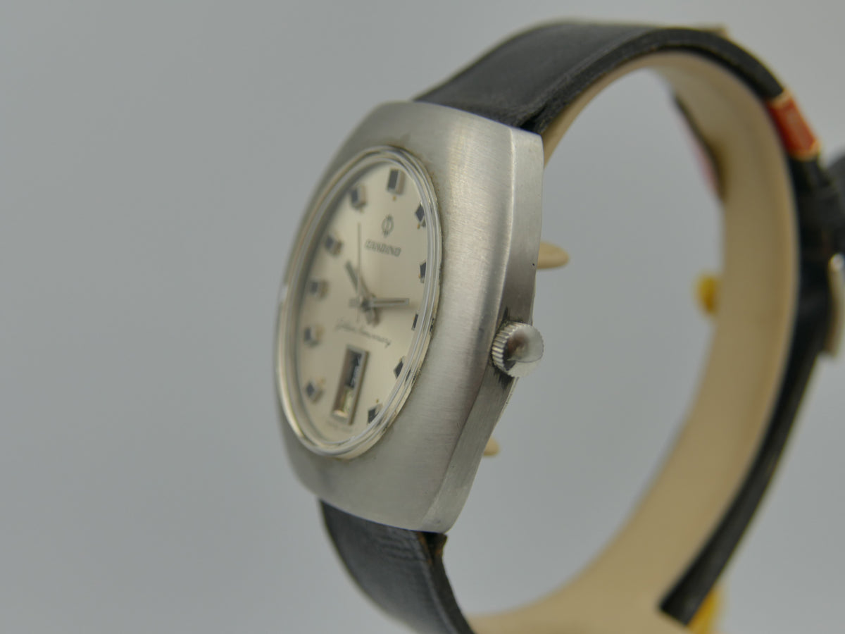 70s Vintage watch mens Candino Golden Anniversary Day-Date Automatic ETA 2638 ufo NOS