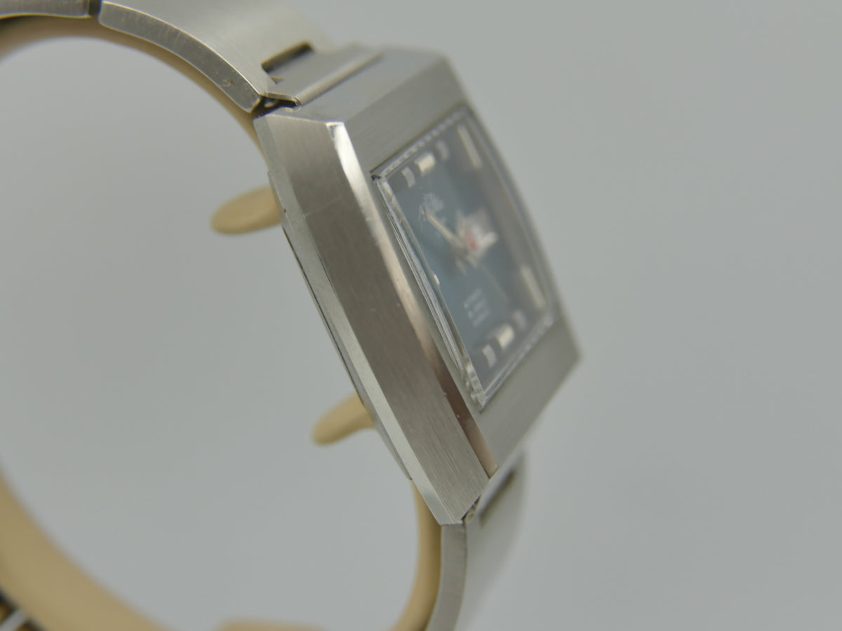 70s vintage watch mens Sigel TV geneve automatic 25 jewels blue dial swiss compressor